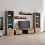 Unità da parete / mobile TV bianco / nero / rovere per 1 stanza
