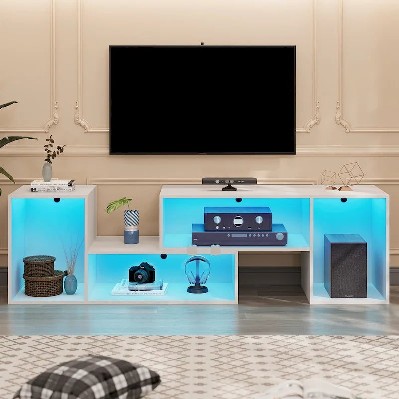 Mobile TV a L a 2 pezzi Bianco/Rovere/Nero per 1-2 utenti