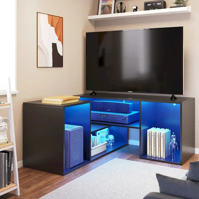 Mobile TV a L a 2 pezzi Bianco/Rovere/Nero per 1-2 utenti