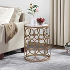 FirsTime & Co. Gilded Circles Table, Iron, 16.75 x 16.75 x 22 in, American Designed