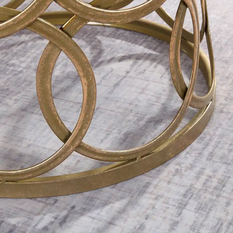 Tavolino d'appoggio a barile Oro/Nero/Argento, in ferro, per 1, 42,5 x 42,5 x 56 cm