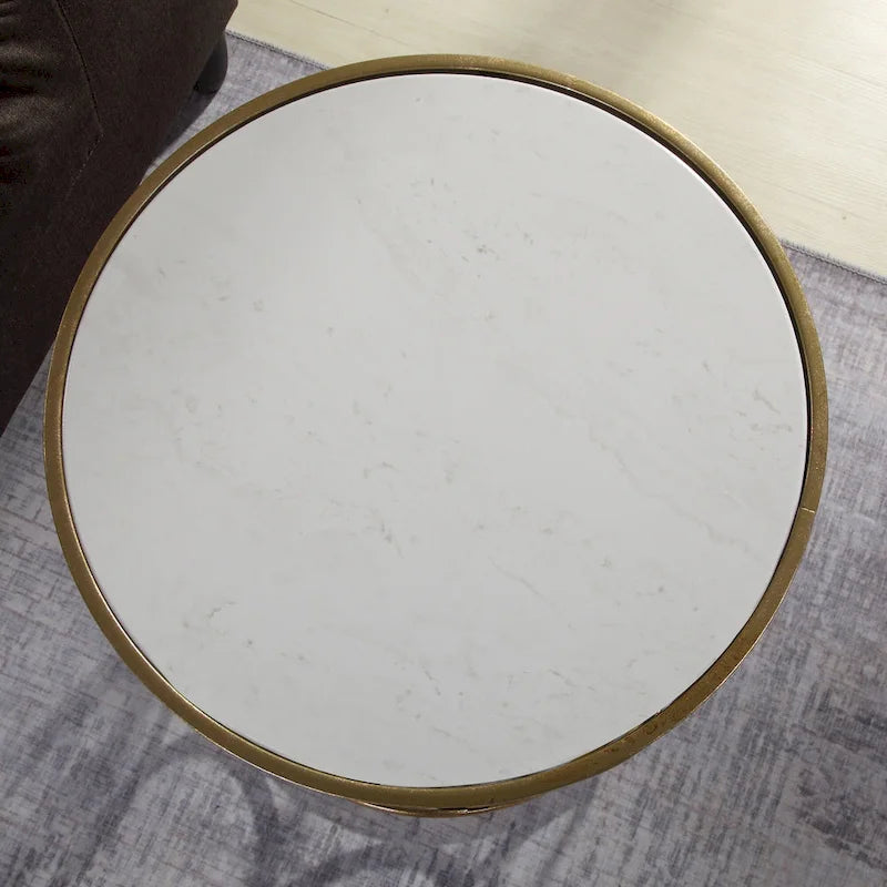 Tavolino d'appoggio a barile Oro/Nero/Argento, in ferro, per 1, 42,5 x 42,5 x 56 cm