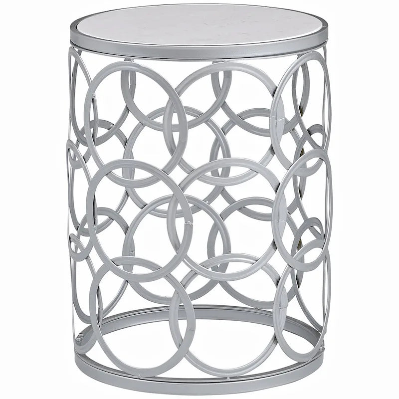 Tavolino d'appoggio a barile Oro/Nero/Argento, in ferro, per 1, 42,5 x 42,5 x 56 cm