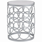 Tavolino d'appoggio a barile Oro/Nero/Argento, in ferro, per 1, 42,5 x 42,5 x 56 cm