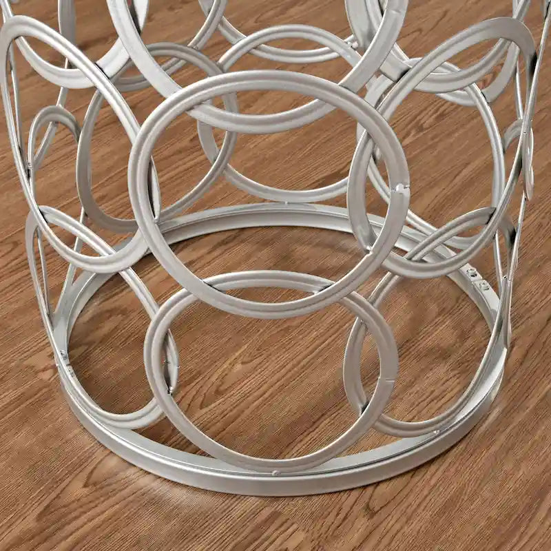 Tavolino d'appoggio a barile Oro/Nero/Argento, in ferro, per 1, 42,5 x 42,5 x 56 cm