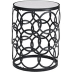 Tavolino d'appoggio a barile Oro/Nero/Argento, in ferro, per 1, 42,5 x 42,5 x 56 cm
