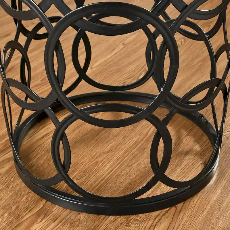 Tavolino d'appoggio a barile Oro/Nero/Argento, in ferro, per 1, 42,5 x 42,5 x 56 cm