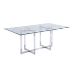 Set da pranzo rettangolare in similpelle bianca e vetro, 4 posti