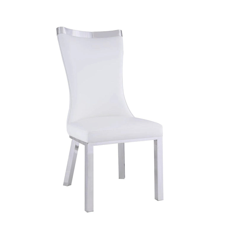 Set da pranzo rettangolare in similpelle bianca e vetro, 4 posti