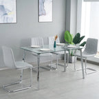 Sedia da pranzo imbottita con gambe in metallo, set da 4 (blu / grigio scuro / grigio chiaro)