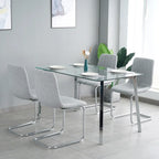 Sedia da pranzo imbottita con gambe in metallo, set da 4 (blu / grigio scuro / grigio chiaro)