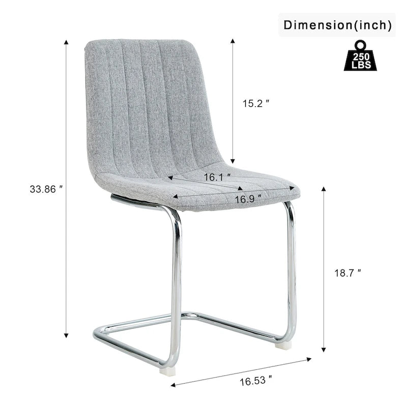 Sedia da pranzo imbottita con gambe in metallo, set da 4 (blu / grigio scuro / grigio chiaro)