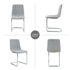 Sedia da pranzo imbottita con gambe in metallo, set da 4 (blu / grigio scuro / grigio chiaro)