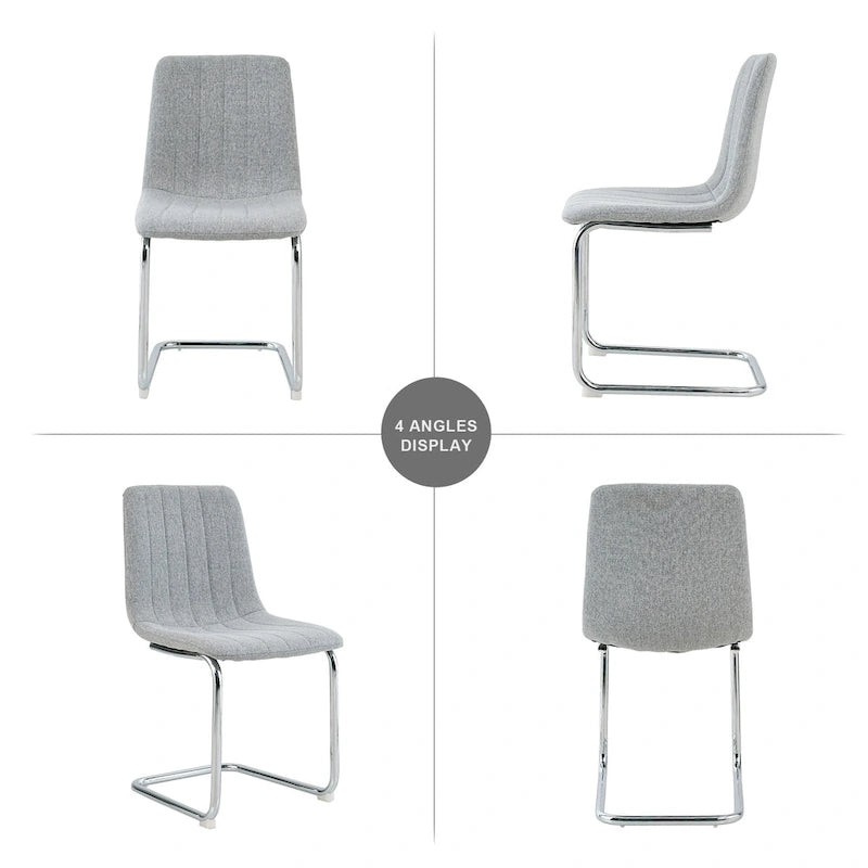 Sedia da pranzo imbottita con gambe in metallo, set da 4 (blu / grigio scuro / grigio chiaro)