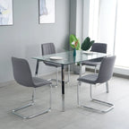 Sedia da pranzo imbottita con gambe in metallo, set da 4 (blu / grigio scuro / grigio chiaro)