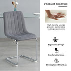 Sedia da pranzo imbottita con gambe in metallo, set da 4 (blu / grigio scuro / grigio chiaro)