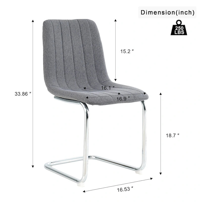 Sedia da pranzo imbottita con gambe in metallo, set da 4 (blu / grigio scuro / grigio chiaro)