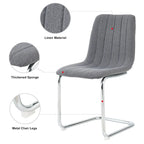 Sedia da pranzo imbottita con gambe in metallo, set da 4 (blu / grigio scuro / grigio chiaro)