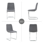 Sedia da pranzo imbottita con gambe in metallo, set da 4 (blu / grigio scuro / grigio chiaro)
