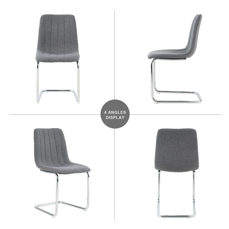 Sedia da pranzo imbottita con gambe in metallo, set da 4 (blu / grigio scuro / grigio chiaro)