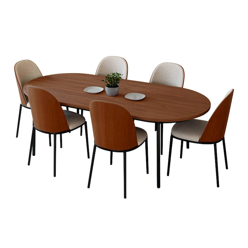 Set da pranzo 7 pezzi, stile moderno di metà secolo, 6 posti a sedere – Colori assortiti