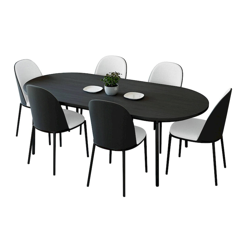 Set da pranzo 7 pezzi, stile moderno di metà secolo, 6 posti a sedere – Colori assortiti