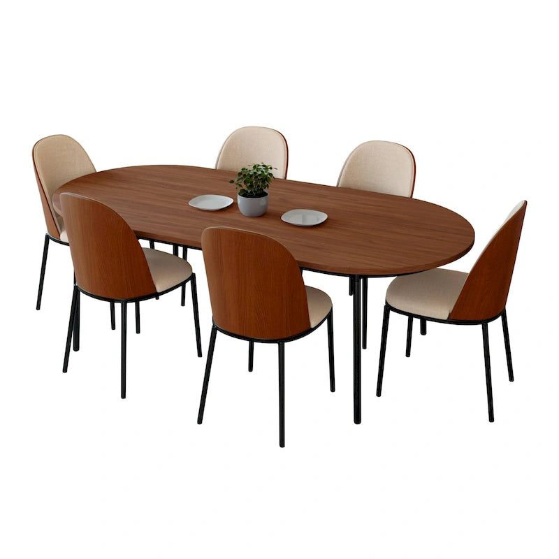 Set da pranzo 7 pezzi, stile moderno di metà secolo, 6 posti a sedere – Colori assortiti