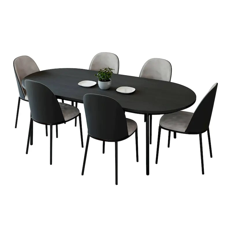 Set da pranzo 7 pezzi, stile moderno di metà secolo, 6 posti a sedere – Colori assortiti