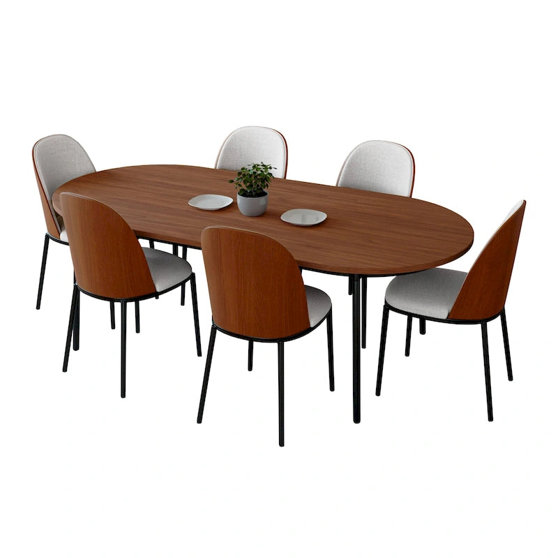 Set da pranzo 7 pezzi, stile moderno di metà secolo, 6 posti a sedere – Colori assortiti
