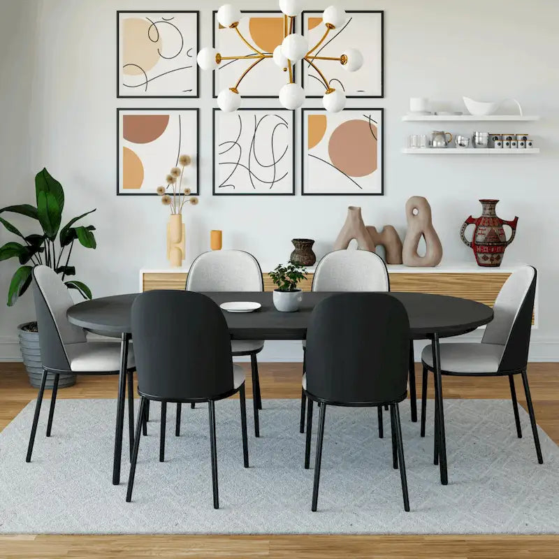 Set da pranzo 7 pezzi, stile moderno di metà secolo, 6 posti a sedere – Colori assortiti