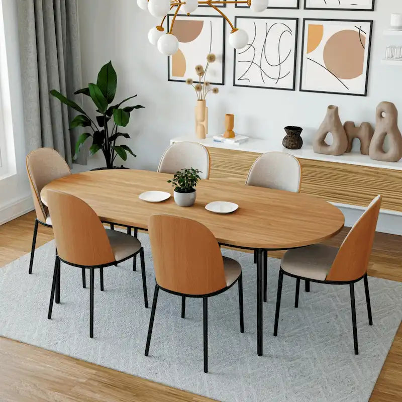Set da pranzo 7 pezzi, stile moderno di metà secolo, 6 posti a sedere – Colori assortiti