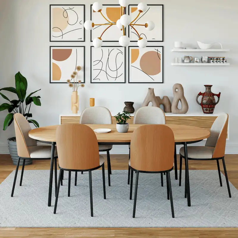 Set da pranzo 7 pezzi, stile moderno di metà secolo, 6 posti a sedere – Colori assortiti