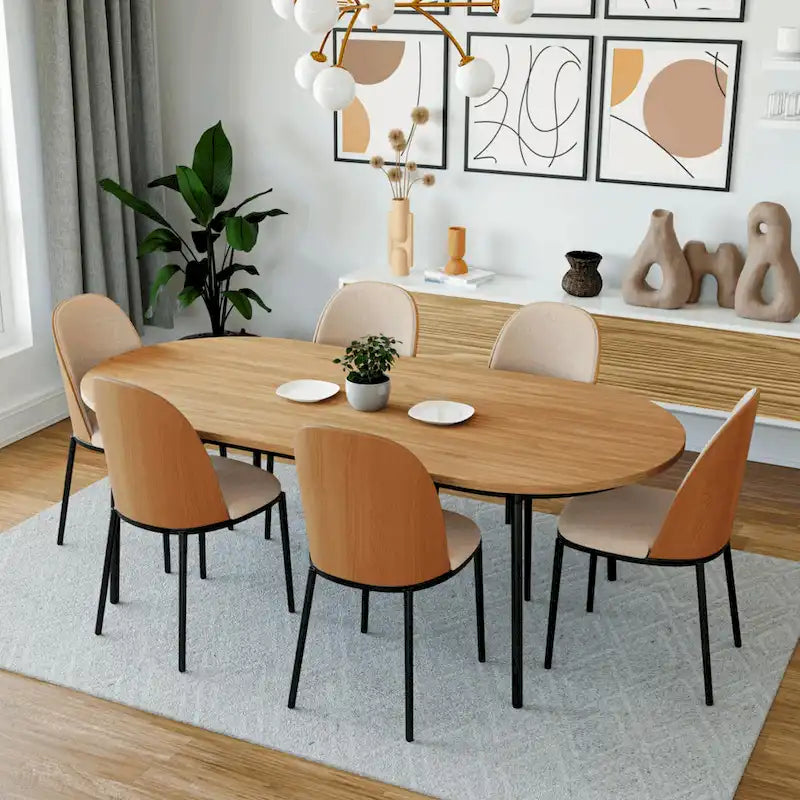 Set da pranzo 7 pezzi, stile moderno di metà secolo, 6 posti a sedere – Colori assortiti