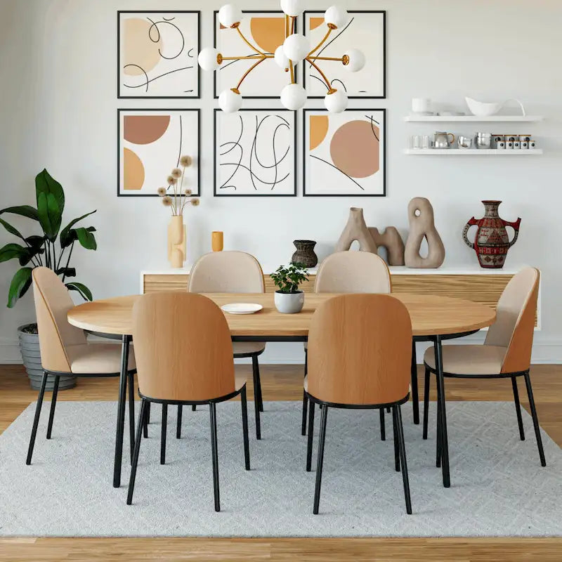 Set da pranzo 7 pezzi, stile moderno di metà secolo, 6 posti a sedere – Colori assortiti