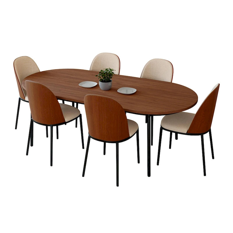 Set da pranzo 7 pezzi, stile moderno di metà secolo, 6 posti a sedere – Colori assortiti