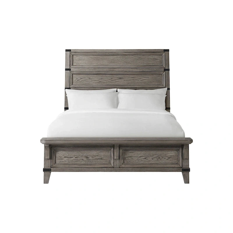 Testiera a pannelli grigio acciaio con porte USB – Queen/King, letto a 1 piazza