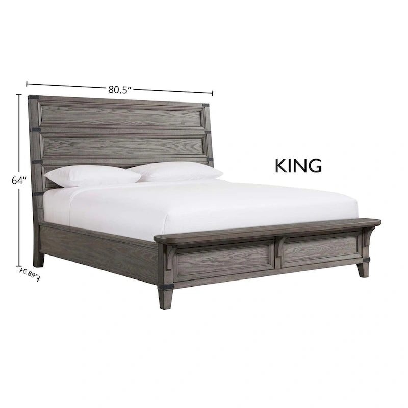 Testiera a pannelli grigio acciaio con porte USB – Queen/King, letto a 1 piazza
