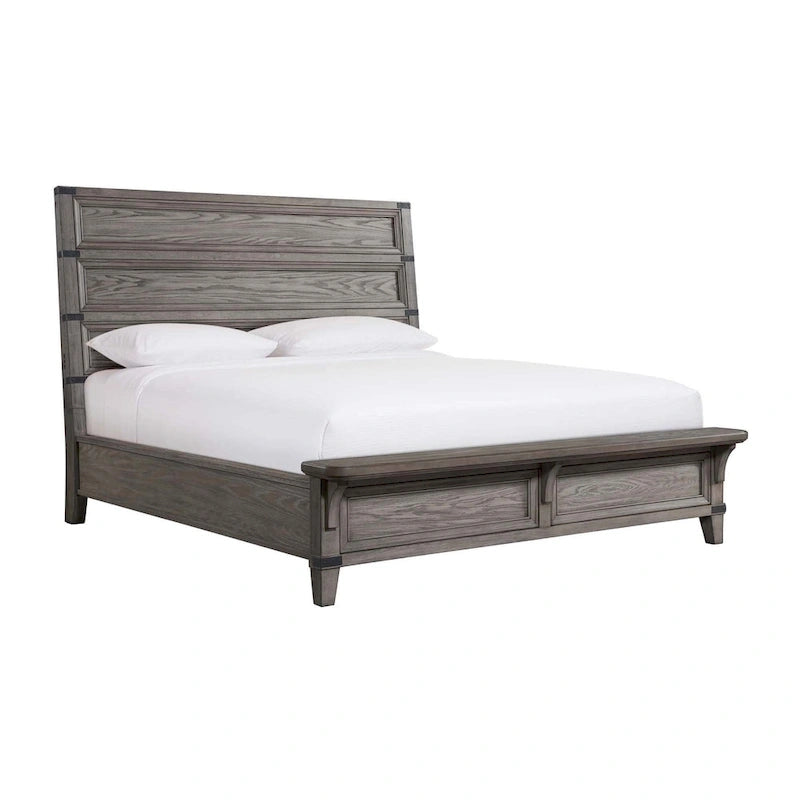 Testiera a pannelli grigio acciaio con porte USB – Queen/King, letto a 1 piazza
