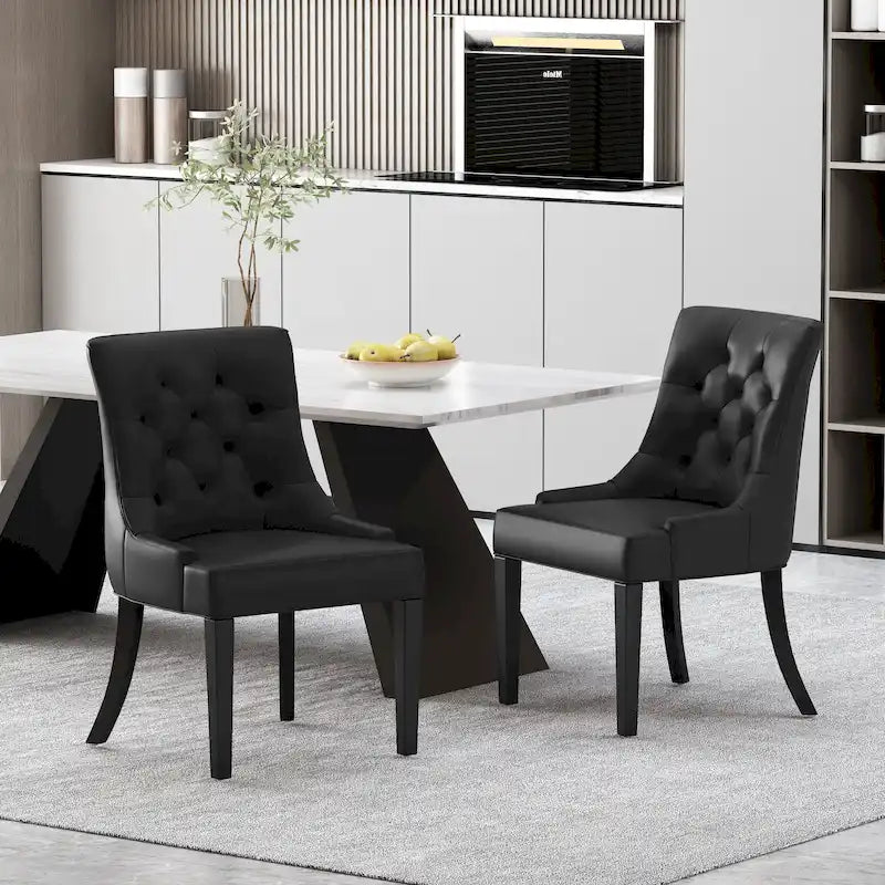 Sedia da pranzo trapuntata in similpelle marrone, set da 2