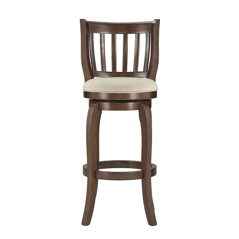 Sgabello da bar singolo girevole con schienale alto in lino grigio scuro/grigio/beige