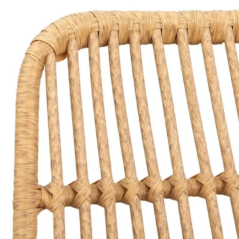 Sgabello da bar in rattan sintetico, naturale/nero, altezza bancone, set da 2