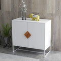 Credenza bianca a 2 ante con maniglie quadrate | Struttura in ferro | 1 unità