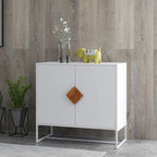 Credenza bianca a 2 ante con maniglie quadrate | Struttura in ferro | 1 unità