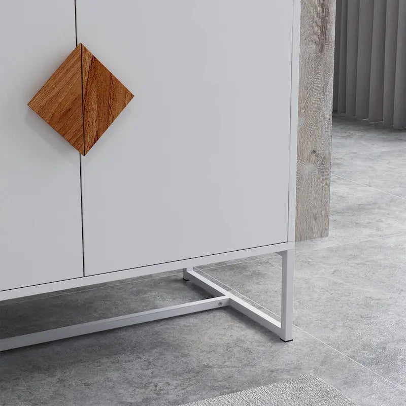 Credenza bianca a 2 ante con maniglie quadrate | Struttura in ferro | 1 unità