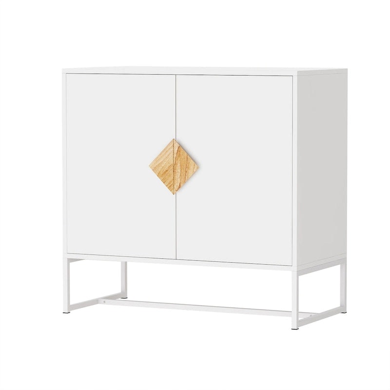 Credenza bianca a 2 ante con maniglie quadrate | Struttura in ferro | 1 unità