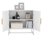 Credenza bianca a 2 ante con maniglie quadrate | Struttura in ferro | 1 unità