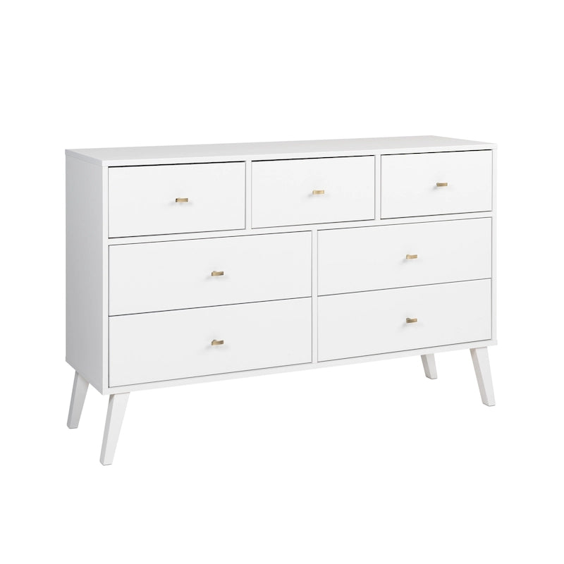 Cassettiera a 7 cassetti Mid-Century Drifted grigio/bianco/nero/ciliegio, montaggio da 1 persona