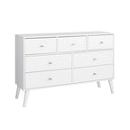Cassettiera a 7 cassetti Mid-Century Drifted grigio/bianco/nero/ciliegio, montaggio da 1 persona