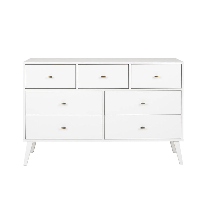 Cassettiera a 7 cassetti Mid-Century Drifted grigio/bianco/nero/ciliegio, montaggio da 1 persona