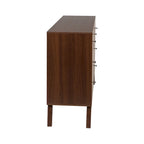 Cassettiera a 7 cassetti Mid-Century Drifted grigio/bianco/nero/ciliegio, montaggio da 1 persona